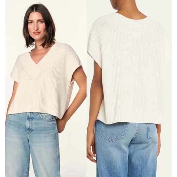 AMO Aurora Cap Sleeve V-Neck Boxy Knit Sweater Vest Natural Women's Size M / L - Picture 1 of 5